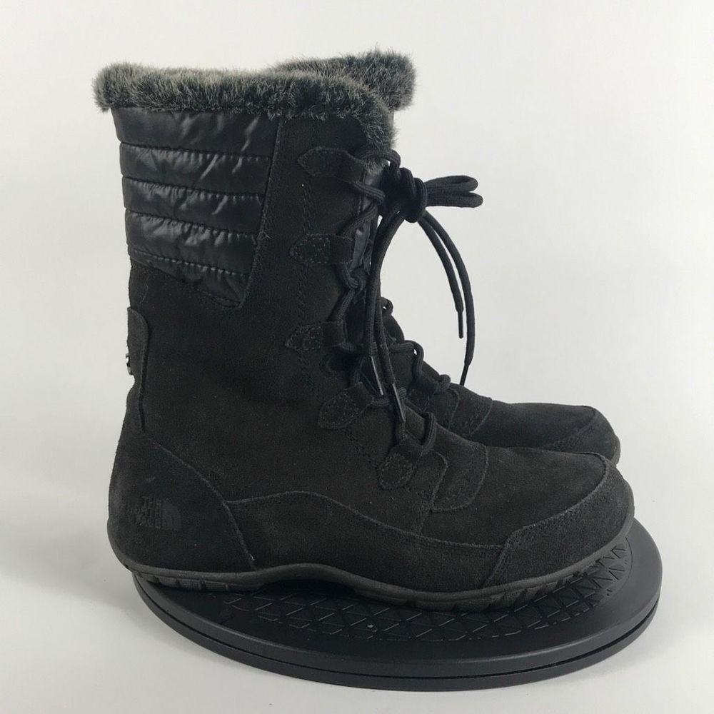 The North Face Nuptse Purna II Black Suede Winter Boots Women’s Size 9.5 - Picture 4 of 11